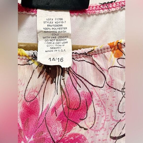 Vintage Girls Short Sleeve Dress Size 14/16 Made in USA Spring Pink Floral - Picture 11 of 11